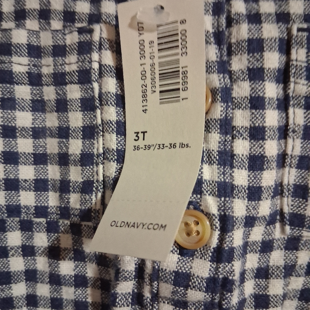 Blue and White Checkered Kids Dress - Picture 2 of 4